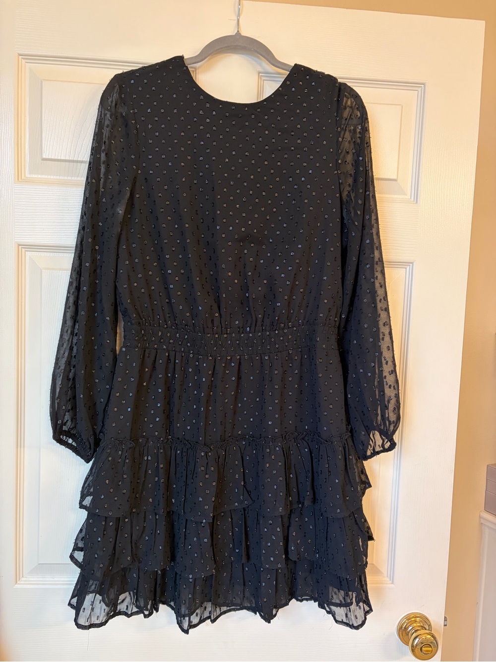 Express Black Dot Ruffled Chiffon Dress